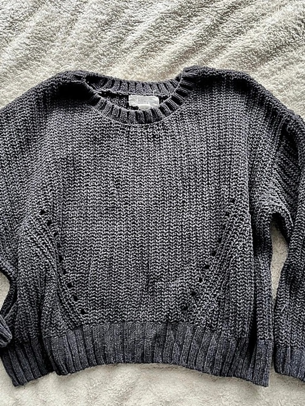 Cropped Cozy Gray Crewneck Knit Sweater - Autumn Comfortable Layering Piece